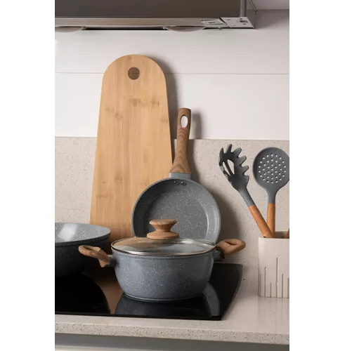 BATERÍA DE COCINA DE 5 PIEZAS, ANTIADHERENTE, CERÁMICA MARMOLADA - 2