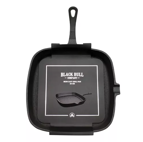 SARTÉN GRILL PAN DE HIERRO FUNDIDO, 24 CM, BLACK BULL, COLOR EN COLOR NEGRO - 1
