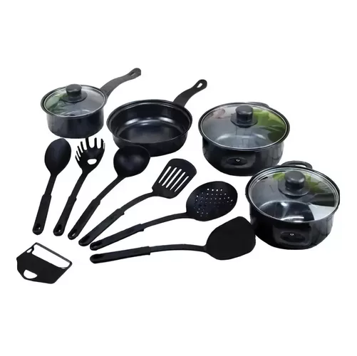 SET DE BATERIA DE 13 PIEZAS, ANTIADHERENTE, ROYAL MARK, OLLAS Y SARTE N, COLOR EN COLOR NEGRO - 7