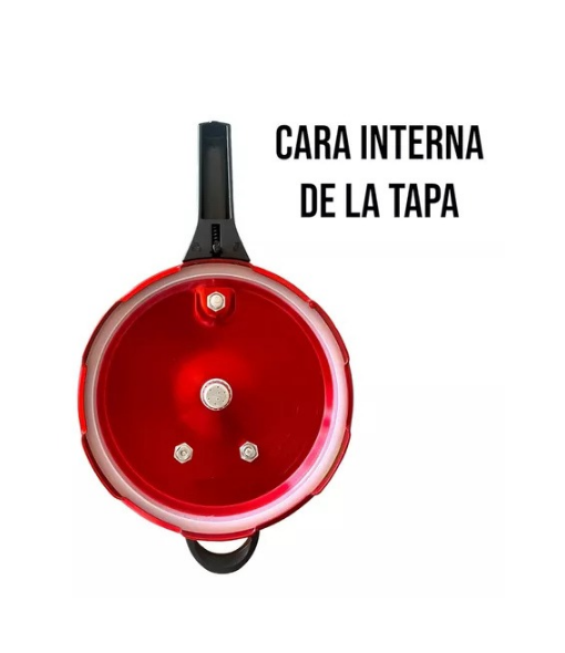 OLLA A PRESIÓN DE ALUMINIO KEEP, 6000 ML, 3 VÁLVULAS, COLOR PLATEADO/ROJO - 6