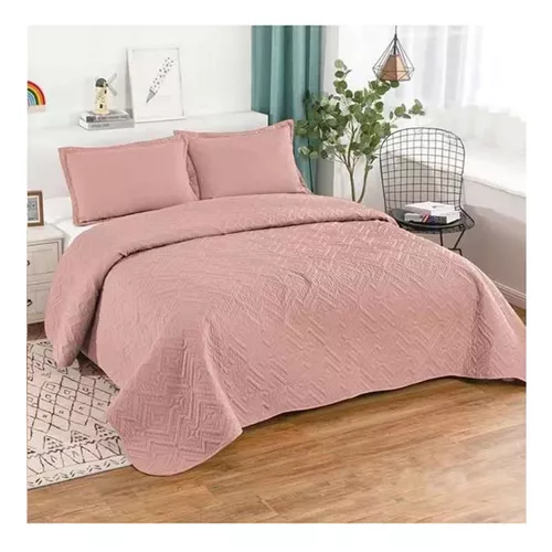 CUBRECAMA DE VERANO 2 PLAZAS, LISOS, COLOR PALO ROSA - 1