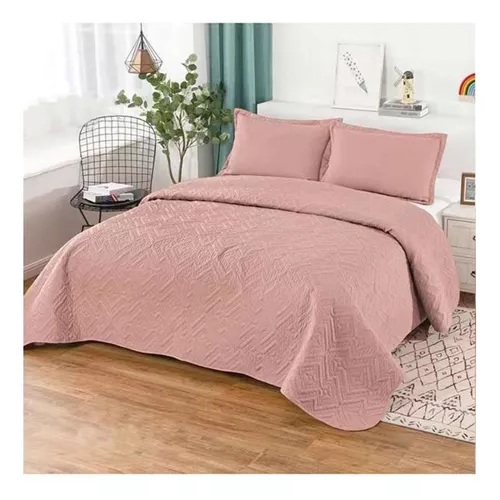 CUBRECAMA DE VERANO 2 PLAZAS, LISOS, COLOR PALO ROSA - 2