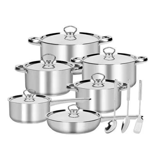 JUEGO DE BATERÍA DE 15 PIEZAS, COCINA, ACERO INOXIDABLE, PLATEADO - 1
