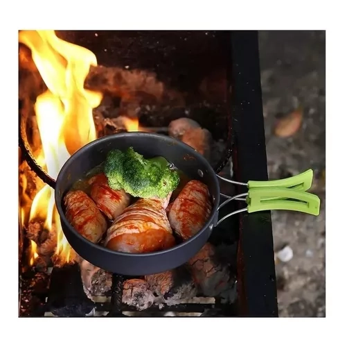 SET DE OLLAS CAMPING, 10 PIEZAS, CON COCINILLA Y CUBIERTOS - 3