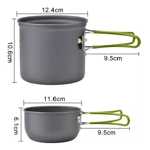 SET DE OLLAS CAMPING, 10 PIEZAS, CON COCINILLA Y CUBIERTOS - 6