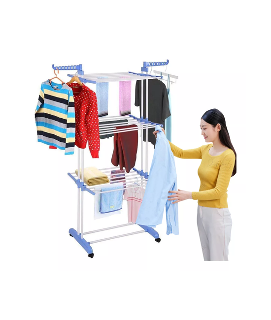TENDEDERO ROPA COLGADOR PLEGABLE 3 NIVELES, COLOR AZUL - 2