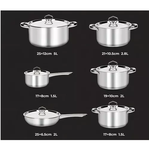 BATERIA DE COCINA DE 15 PIEZAS, ACERO INOXIDABLE, COLOR PLATEADO - 2