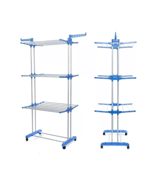 TENDEDERO ORGANIZADOR COLGADOR ROPA PLEGABLE 3 NIVELES, COLOR AZUL - 1