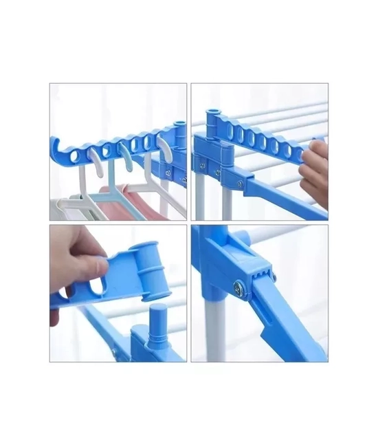 TENDEDERO ORGANIZADOR COLGADOR ROPA PLEGABLE 3 NIVELES, COLOR AZUL - 5