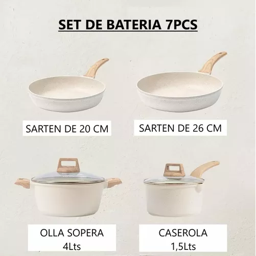 BATERÍA DE COCINA DE 7 PIEZAS, ANTIADHERENTE, CERÁMICA PROFESIONAL - 7