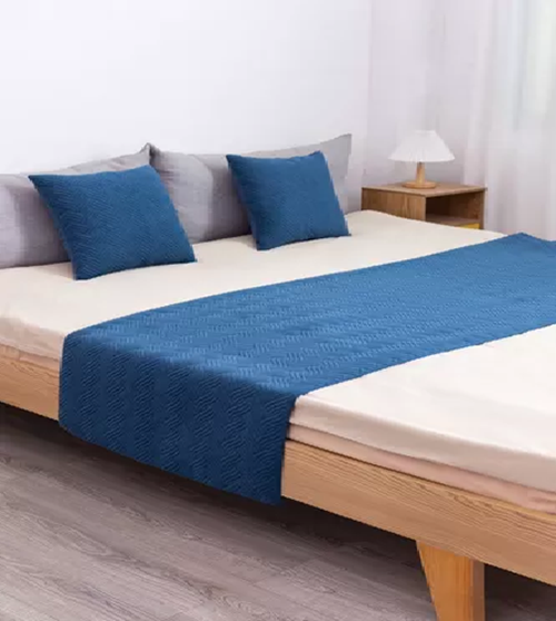 PIECERA DE CAMA TERCIOPELO PLUSH KING + 2 FUNDAS 70X210 CM COLOR AZUL - 2