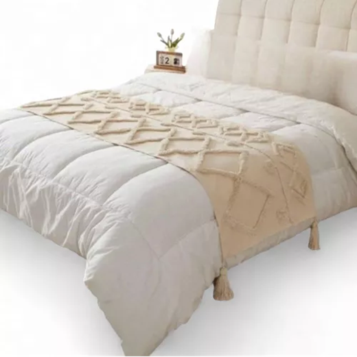 PIECERA PIE DE CAMA BOHO BORDADA CAMA KING Y 2 PLAZAS DISEÑO 7 COLOR EN COLOR BLANCO - 2