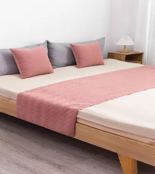 PIECERA DE CAMA TERCIOPELO PLUSH KING + 2 FUNDAS 70X210 CM COLOR ROSA - 2