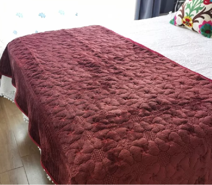 PIECERA POLAR TELA REVERSIBLE 95X210 CM COLOR BURDEOS - 2