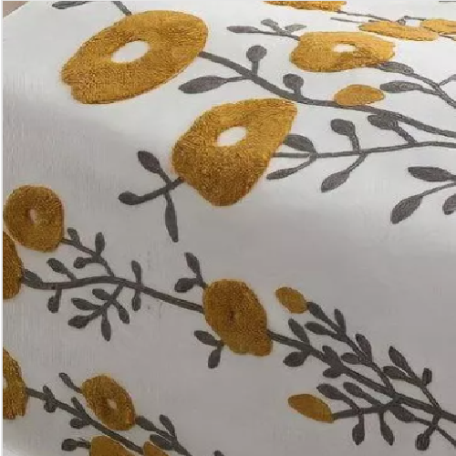 PIECERA BORDADA + 2 FUNDAS DE COJÍN DISEÑO FLORAL 4 COLOR EN COLOR BLANCO - 1