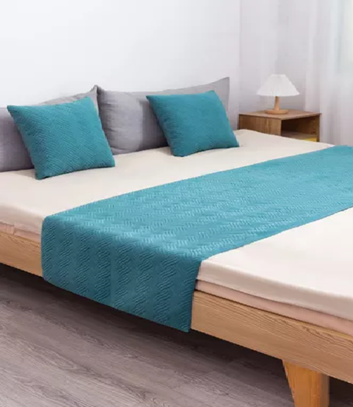 PIECERA DE CAMA TERCIOPELO PLUSH KING + 2 FUNDAS 70X210 CM COLOR TURQUESA - 2