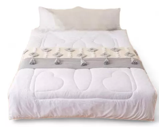 PIECERA PIE DE CAMA BOHO BORDADA CAMA KING Y 2 PLAZAS DISEÑO 3 COLOR EN COLOR BLANCO - 2