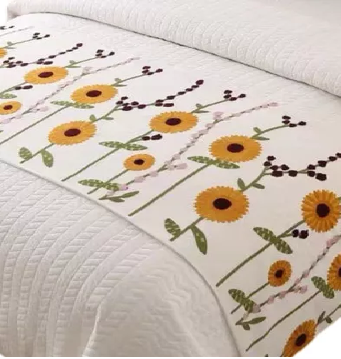 PIECERA BORDADA PARA CAMA SIN FUNDAS DE COJÍN DISEÑO 8 COLOR CREMA - 2