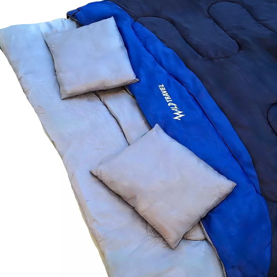 SACO DE DORMIR DOS PLAZAS DOBLE WILD TRAVEL -5º +15º 3600G AZUL - 2