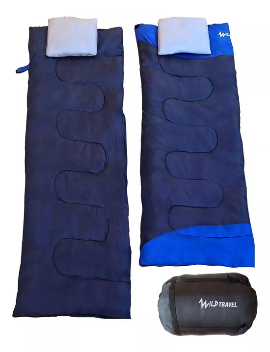 SACO DE DORMIR DOS PLAZAS DOBLE WILD TRAVEL -5º +15º 3600G AZUL - 3