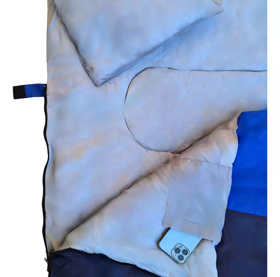 SACO DE DORMIR DOS PLAZAS DOBLE WILD TRAVEL -5º +15º 3600G AZUL - 6