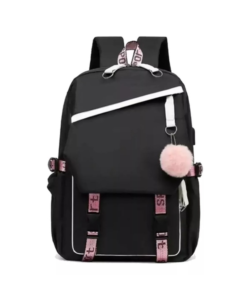 MOCHILA URBANA ESCOLAR CON INTERFAZ USB AUXILIAR COLOR EN COLOR NEGRO - 1