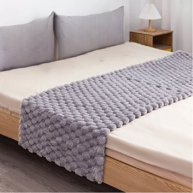 PIECERA PLUSH PELUDITA 2 PLAZAS O KING 70X190 CM COLOR GRIS CLARO - 2