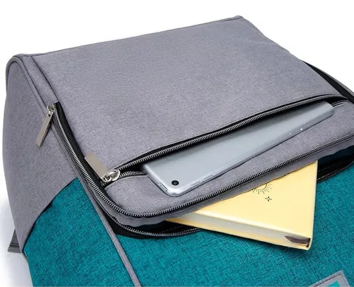 MOCHILA PARA NOTEBOOK KOLKE IMPERMEABLE CON PUERTO USB AZUL PETRÓLEO - 2