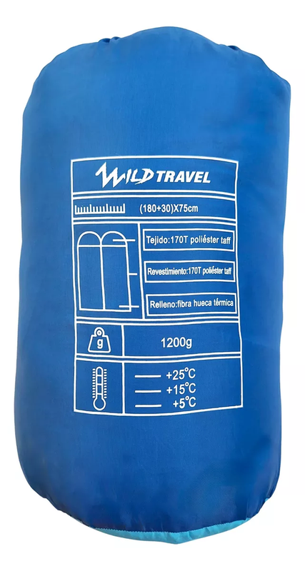 SACO DE DORMIR ULTRA LIGERO VERANO WILD TRAVEL +5º+25º 1200G AZUL - 4