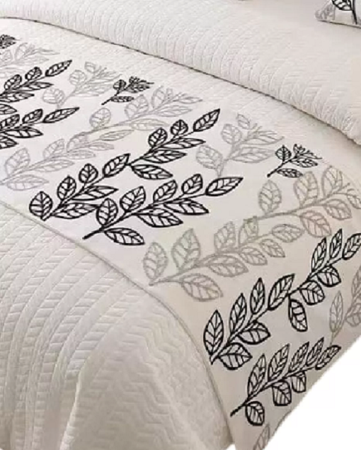 PIECERA BORDADA PARA CAMA SIN FUNDAS DE COJÍN DISEÑO 6 COLOR CREMA - 2