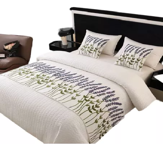 PIECERA BORDADA PARA CAMA SIN FUNDAS DE COJÍN DISEÑO 3 COLOR CREMA - 2