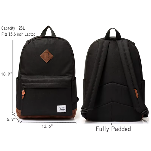 MOCHILA URBANA ESCOLAR BOLSO A LA MODA CARIBE 28L EN COLOR NEGRO - 2