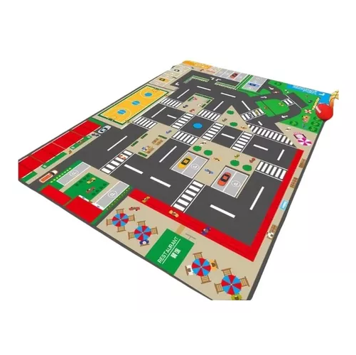 ALFOMBRA PISTA DE AUTOS INFANTIL, ANTIGOLPES, SENSORIAL, 89X61 CM - 1