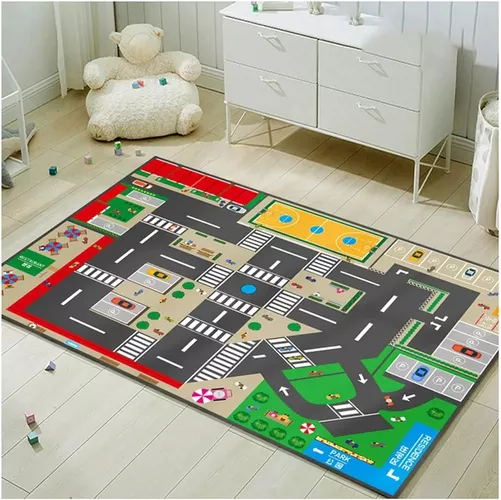 ALFOMBRA PISTA DE AUTOS INFANTIL, ANTIGOLPES, SENSORIAL, 89X61 CM - 4