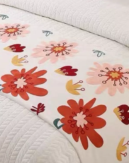 PIECERA BORDADA PARA CAMA SIN FUNDAS DE COJÍN DISEÑO 5 COLOR CREMA - 2