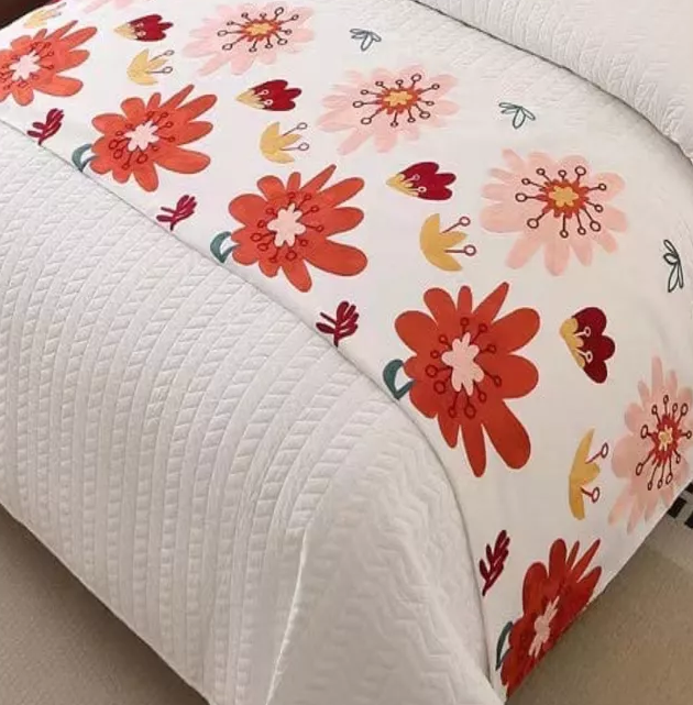 PIECERA BORDADA PARA CAMA SIN FUNDAS DE COJÍN DISEÑO 5 COLOR CREMA - 3