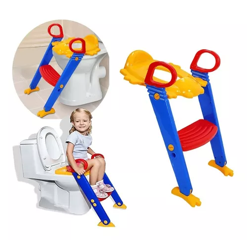 ASIENTO ADAPTADOR CON ESCALERA PARA INODORO WC PARA NIÑOS, COLOR EN COLOR AMARILLO - 3