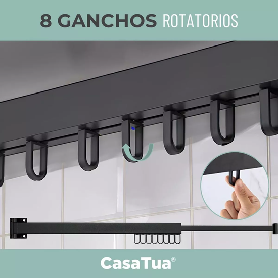 TENDEDERO PLEGABLE COLGADOR ROPA TAMAÑO AJUSTABLE CASATUA NEGRO - 3