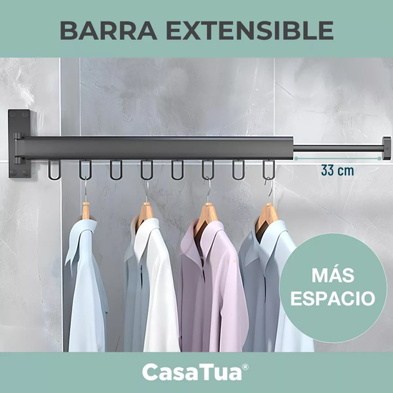 TENDEDERO PLEGABLE COLGADOR ROPA TAMAÑO AJUSTABLE CASATUA NEGRO - 6