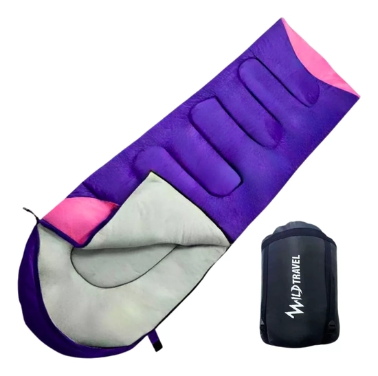SACO DE DORMIR EXTREMO WILD TRAVEL -15º +10º CAMPING 1800G MORADO - 2