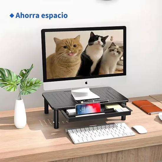 BASE MONITOR SOPORTE 3 ALTURAS NOTEBOOK PC IMPRESORA CON CAJÓN EN COLOR NEGRO - 6