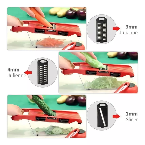 PICADOR CORTADOR DE VERDURAS Y FRUTAS FILOSHARK RALLADOR ROJO - 5