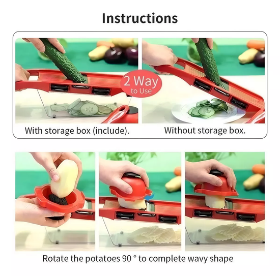 PICADOR CORTADOR DE VERDURAS Y FRUTAS FILOSHARK RALLADOR ROJO - 6