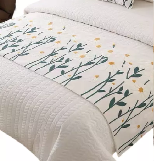 PIECERA BORDADA PARA CAMA SIN FUNDAS DE COJÍN DISEÑO 1 COLOR CREMA - 2