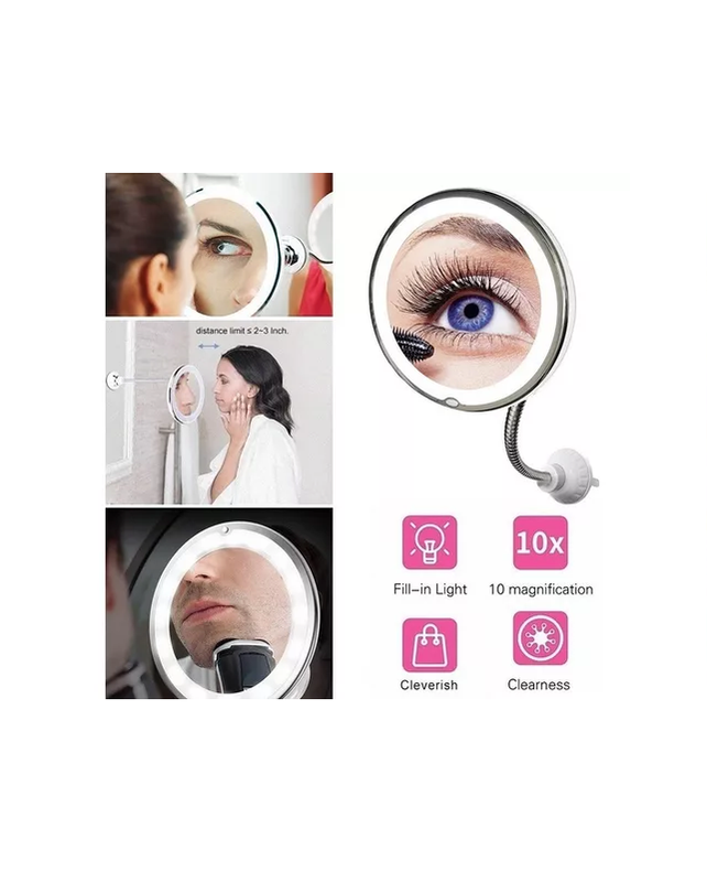 ESPEJO LED AUMENTO 10X CON LUZ MAQUILLAJE Y 7 LUCES LED - 3