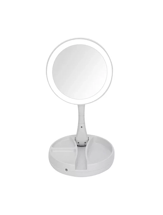 ESPEJO CON LUZ LED PARA MAQUILLAJE PLEGABLE Y AUMENTO X10 - 1