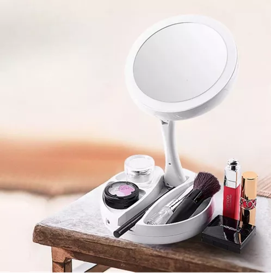 ESPEJO CON LUZ LED PARA MAQUILLAJE PLEGABLE Y AUMENTO X10 - 4