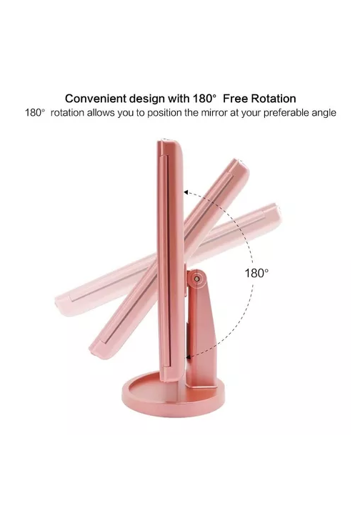 ESPEJO MAQUILLAJE 22 LUCES LED AUMENTO X1, X2, X3, X10 GIRATORIO ROSA - 2