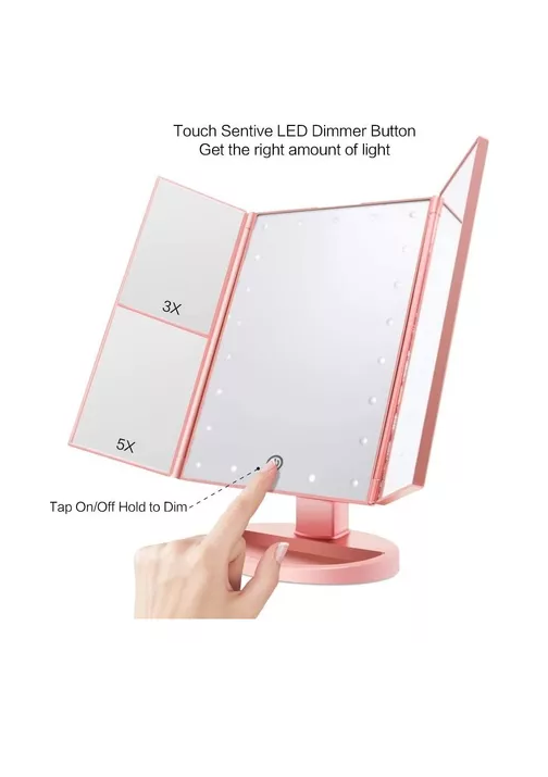 ESPEJO MAQUILLAJE 22 LUCES LED AUMENTO X1, X2, X3, X10 GIRATORIO ROSA - 6