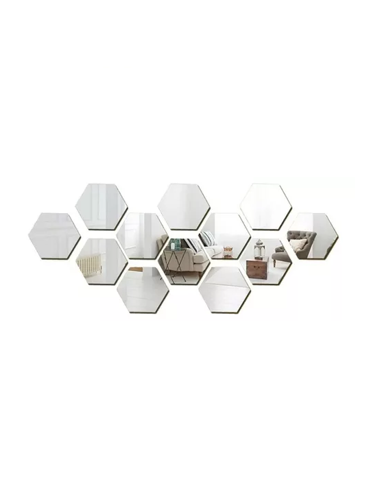 SET PEGATINAS ESPEJOS DECORATIVOS MARINSHOP VINILO PARED ACRILICO HEXAGONAL 15U - 2